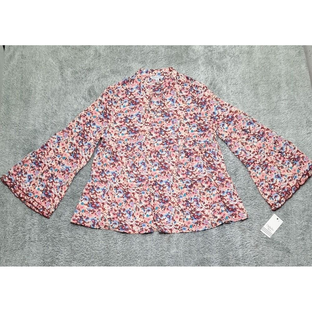 New Ophelia Roe Blouse Womens Small Peasant Top Floral Flowy Bell Sleeve Shirt